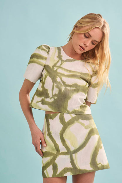 Olivia Top in Seabreeze Ikat Green