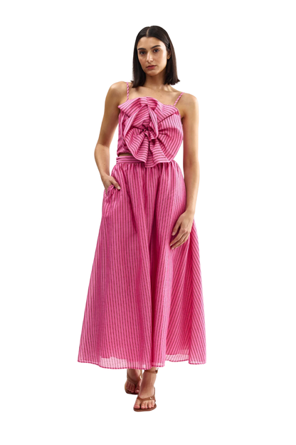 Calla Skirt in Poppy Bark Stripe