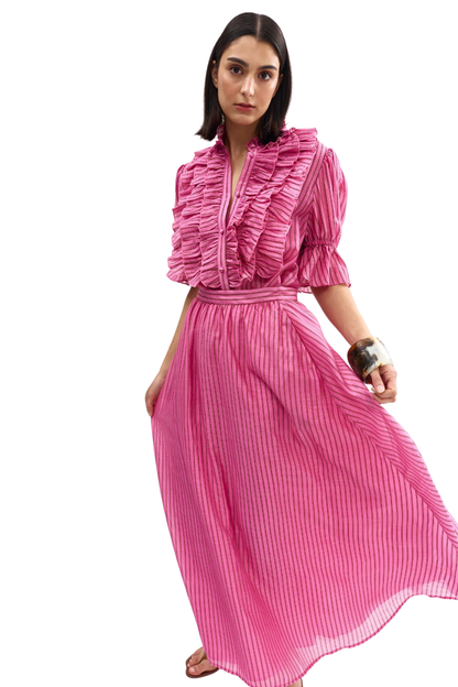 Calla Skirt in Poppy Bark Stripe