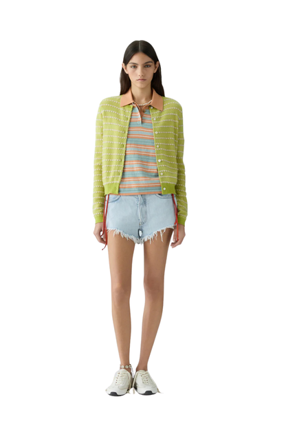 Pebble Stripe Jane Cardigan in Evoo Combo