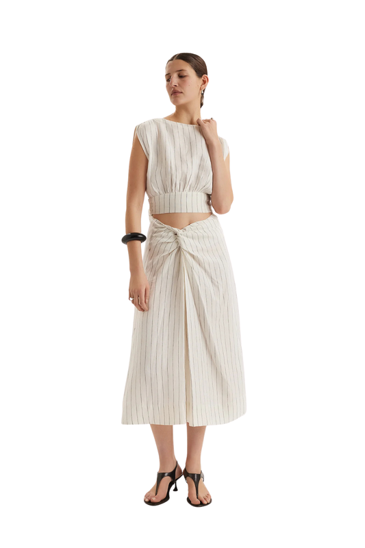 Mehar Stripe Skirt-Ivory Black