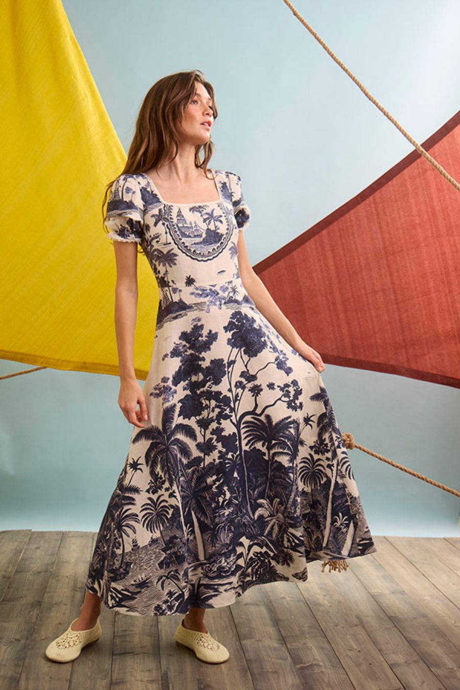 Cecily Dress in Bermuda Toile