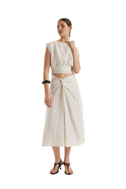 Shaan Stripe Top in Ivory Black