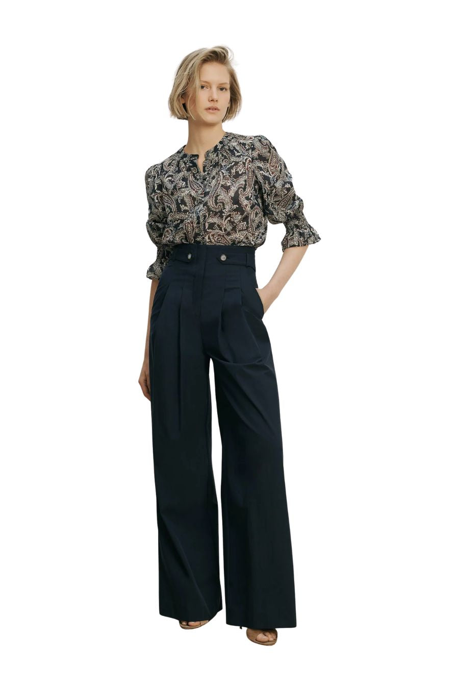 Allman Wide-Leg Pant in Navy