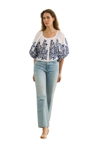 Marie Top in White Rose Fence
