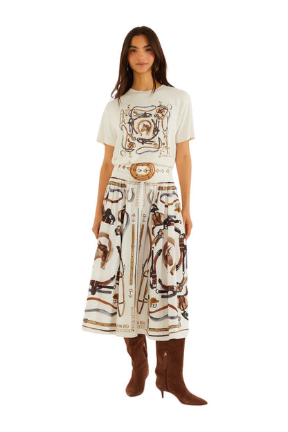 Equestrian Scarf Maxi Skirt in White