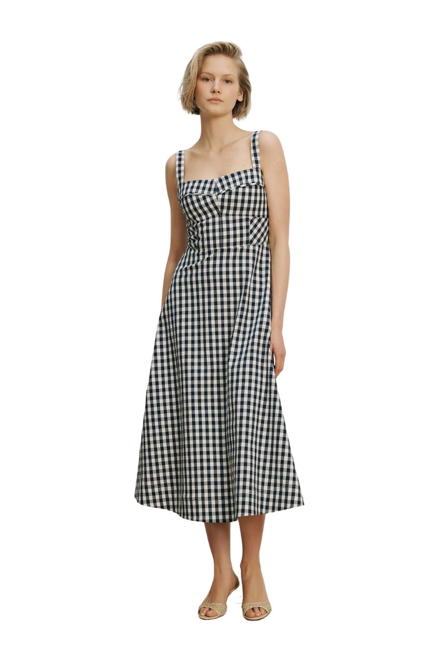 Aila Dress in Navy/Dove