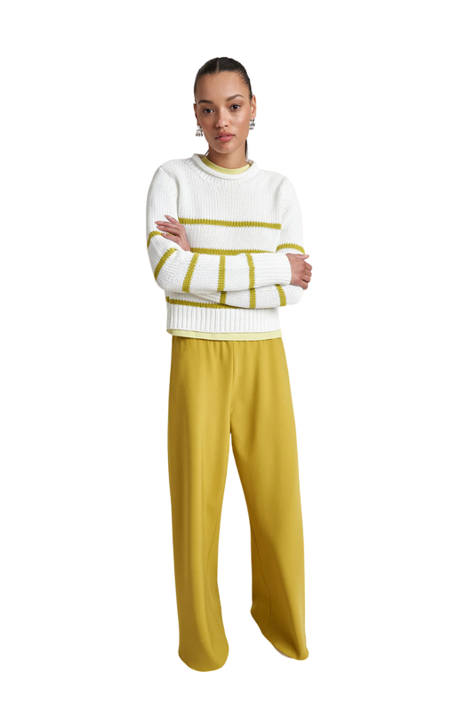 Mini Marina Sweater in Cream/Keylime