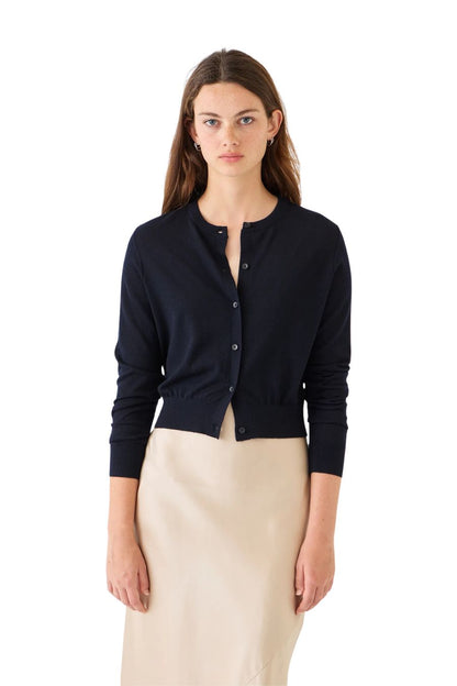 Inez Superfine Cashmere Cardigan in Navy