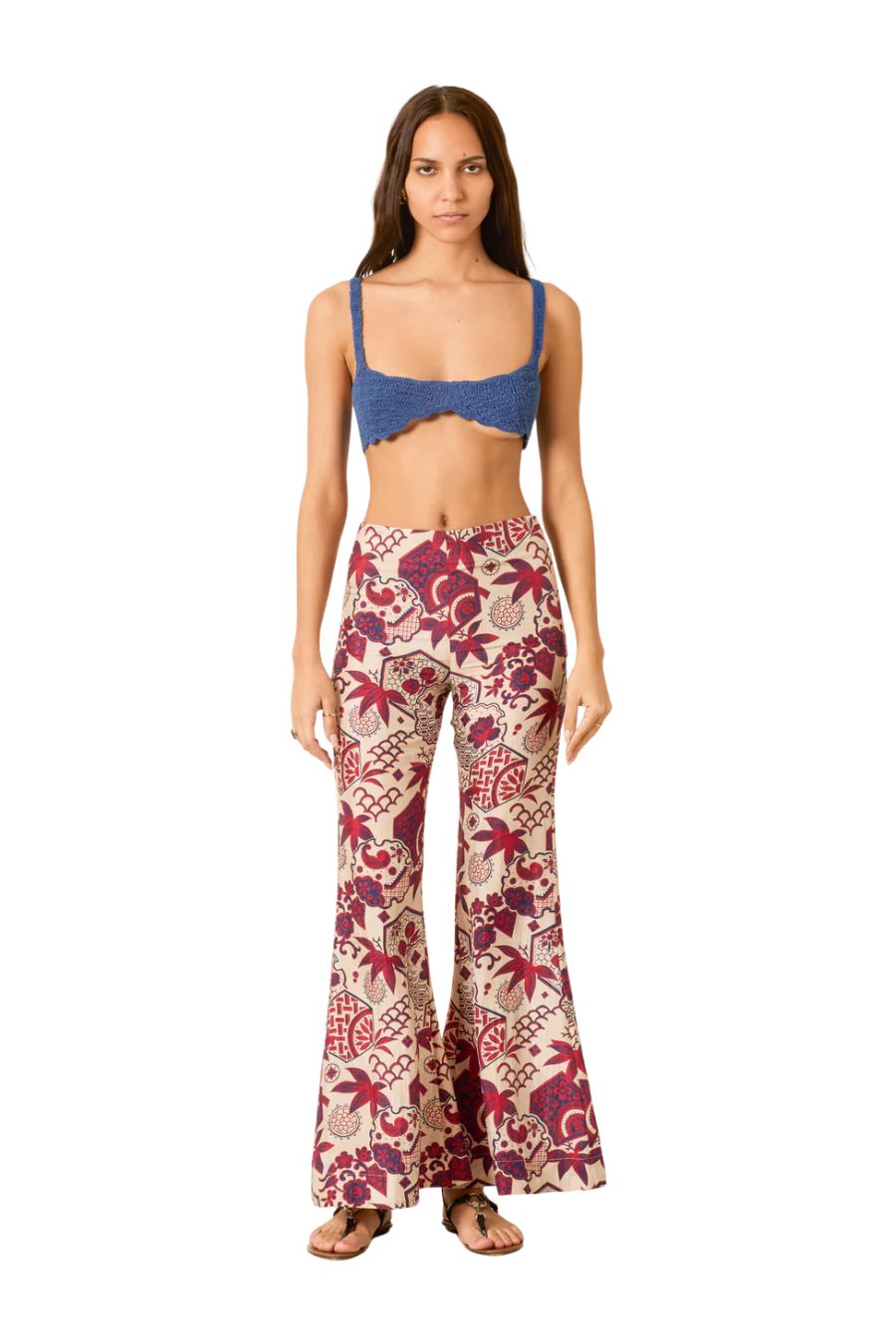 Farah Crimson Hive Silk Pant in Off-White