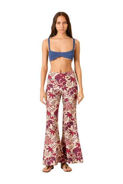 Farah Crimson Hive Silk Pant in Off-White
