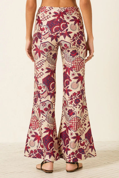 Farah Crimson Hive Silk Pant in Off-White