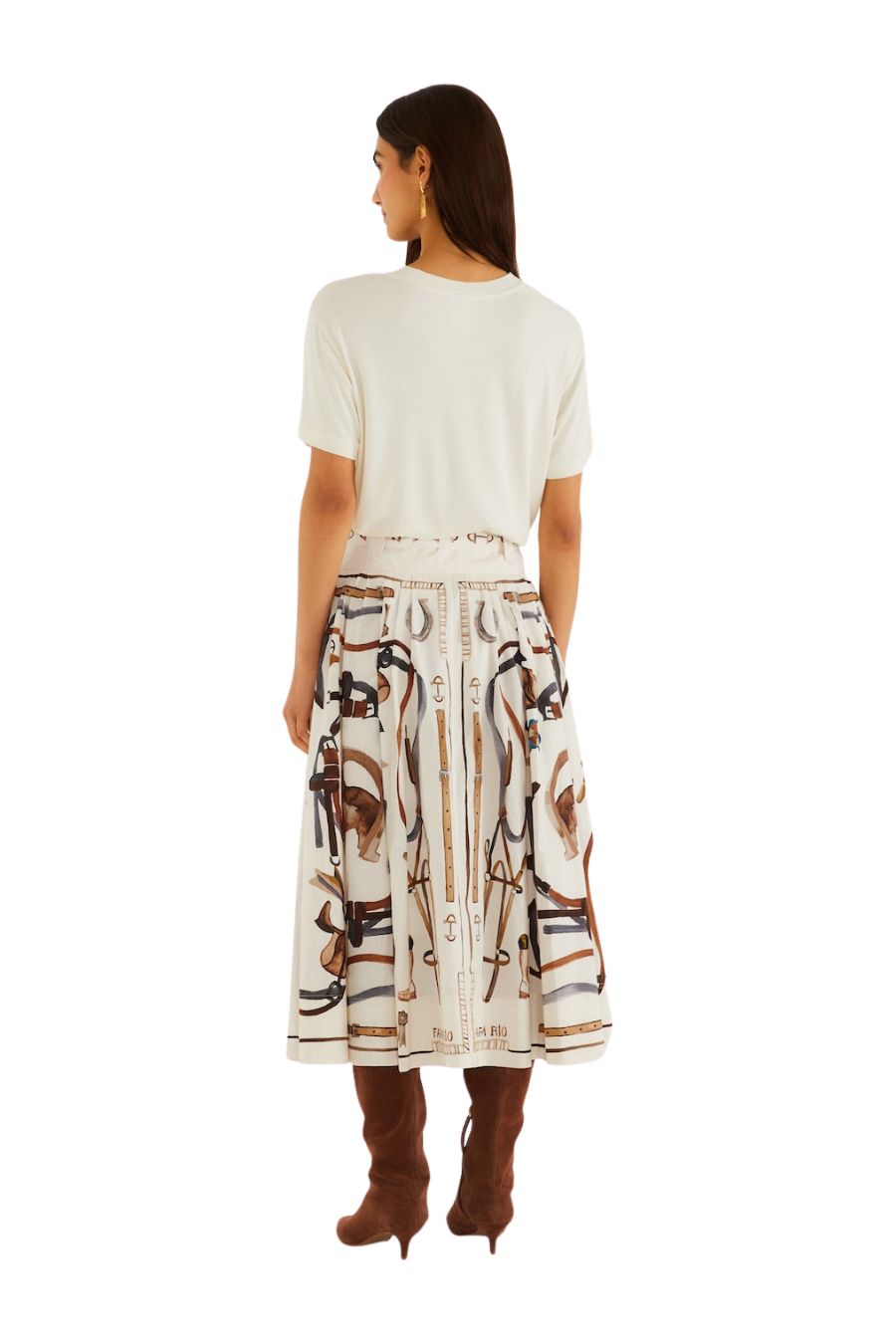 Equestrian Scarf Maxi Skirt in White