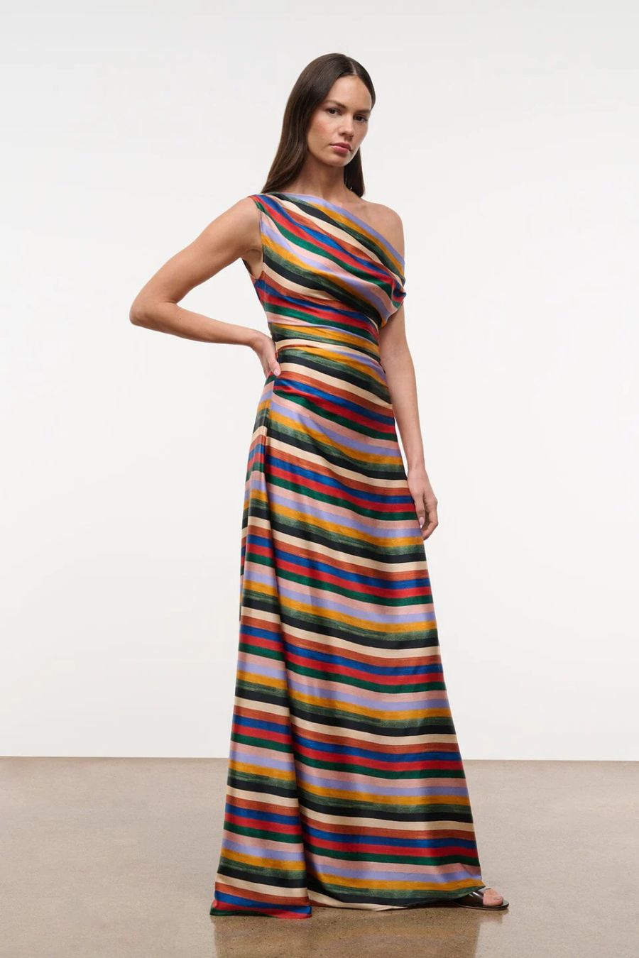 Phare Silk Maxi Dress in Artist Stripe