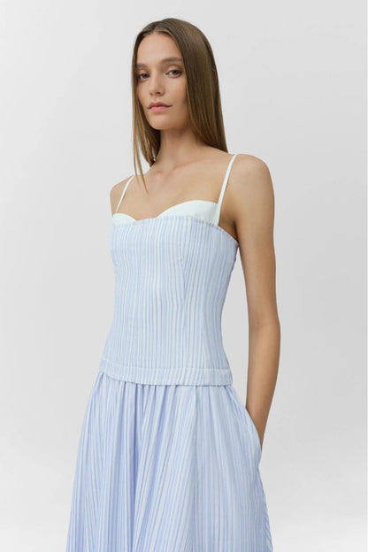 Quinlin Midi Dress in Blue Stripe