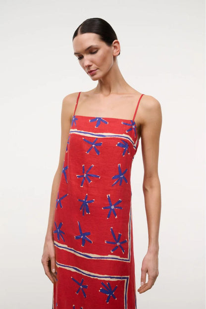 Laura Linen Dress in Painted Foulard