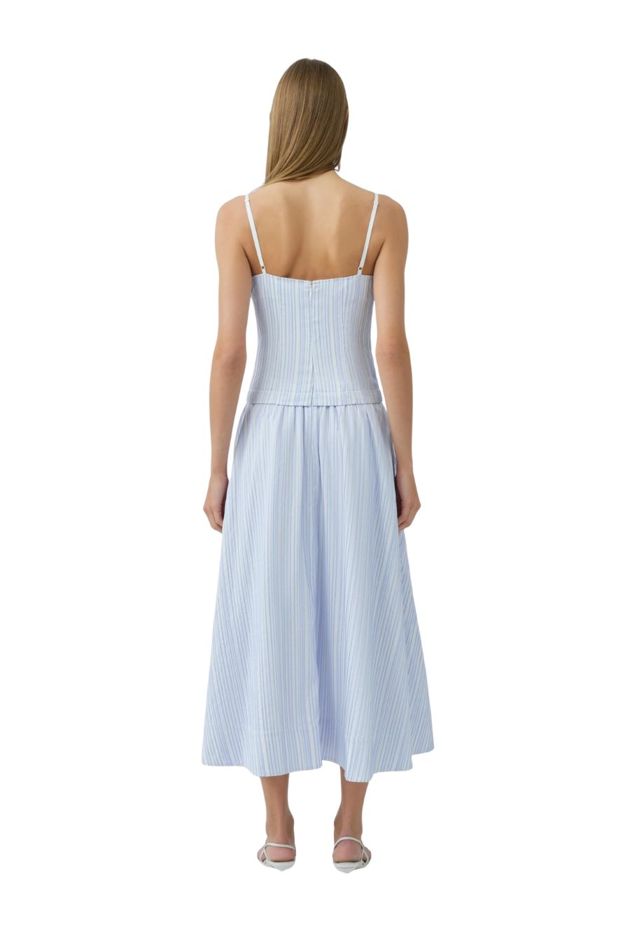 Quinlin Midi Dress in Blue Stripe