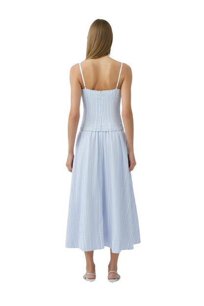 Quinlin Midi Dress in Blue Stripe