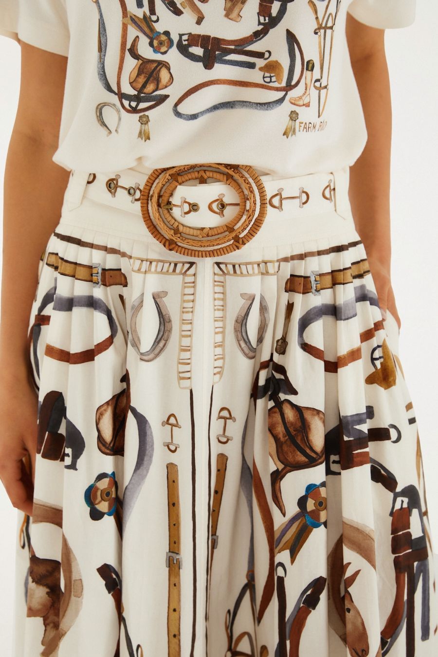 Equestrian Scarf Maxi Skirt in White