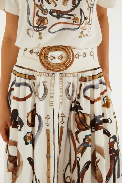 Equestrian Scarf Maxi Skirt in White