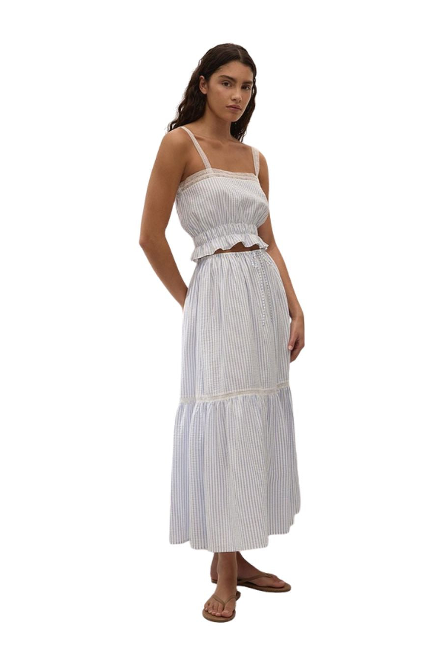 Venta Skirt in Carmen Stripe Light Blue/White