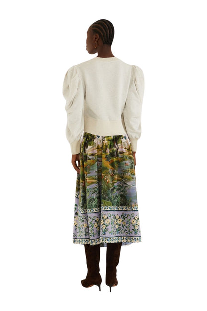 Countryside Landscape Midi Skirt in Multi