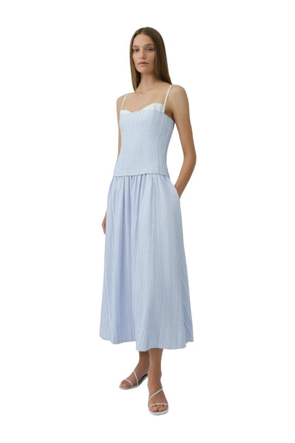 Quinlin Midi Dress in Blue Stripe