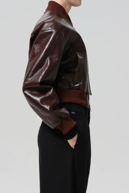 Camille Moto Jacket In Burgundy