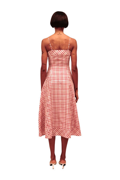 Drop Me A Note Dress in Red Plaid