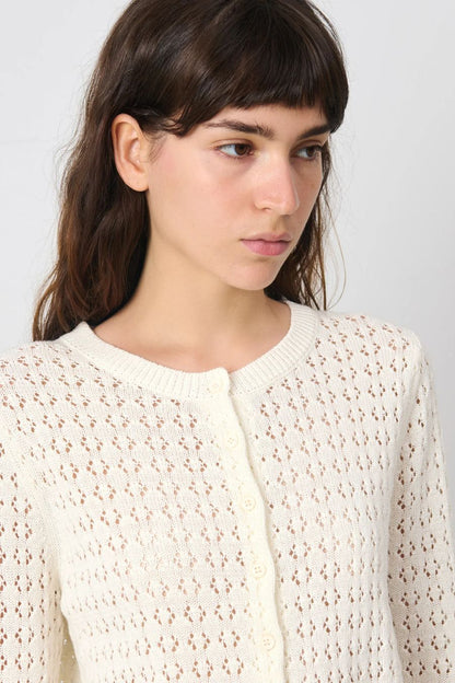 Emma Crochet Cardigan in Off White