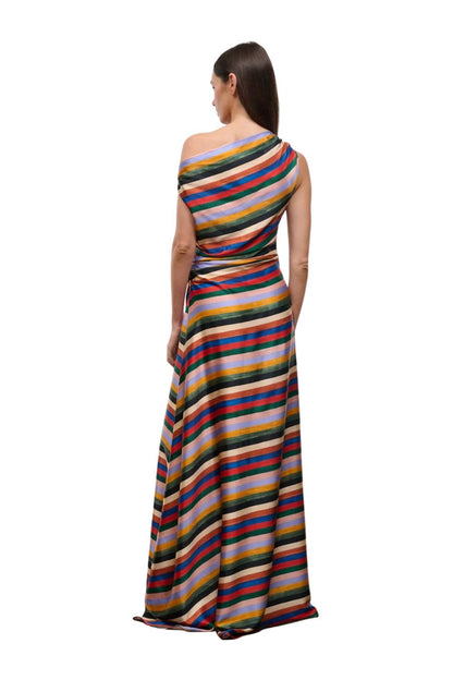 Phare Silk Maxi Dress in Artist Stripe