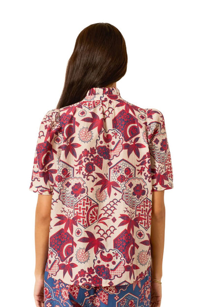 Winnie Crimson Hive Shirt in Off-White