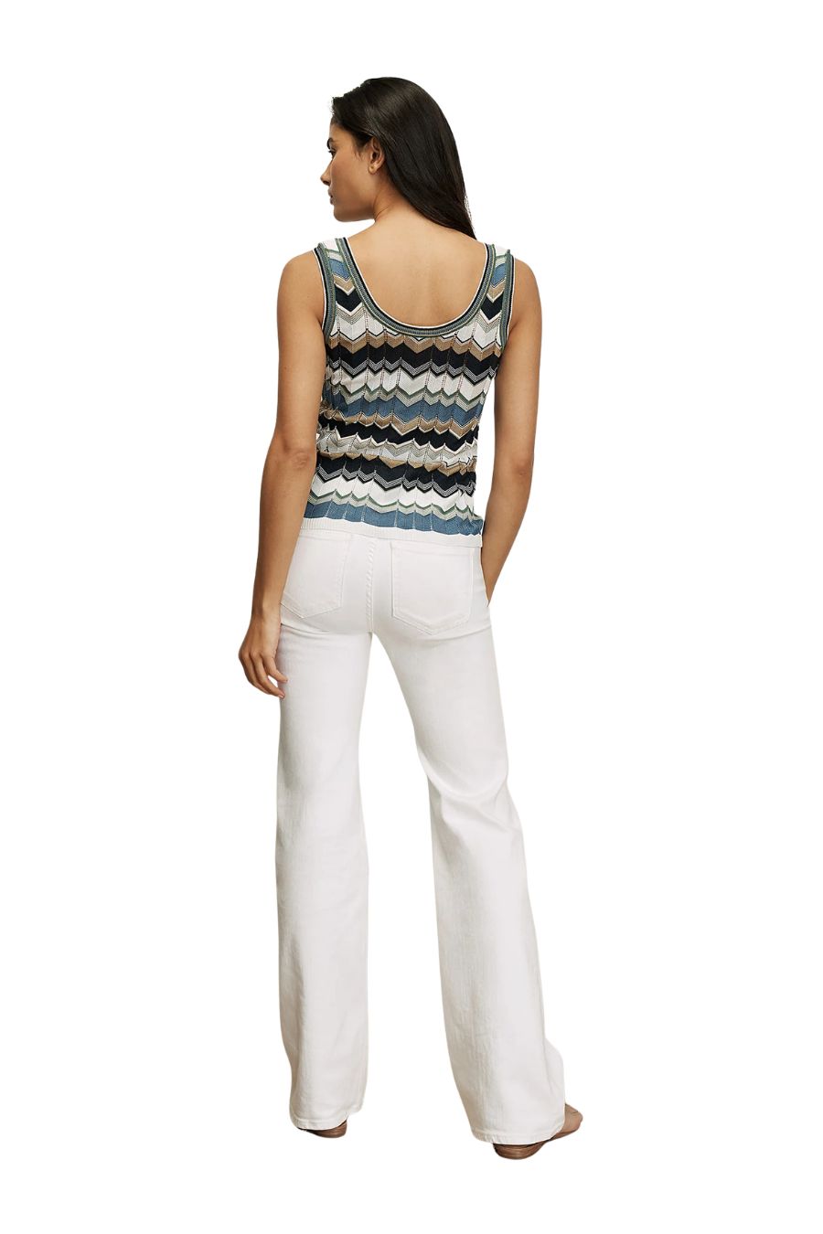 Sandra Tank in Sage/White/Navy