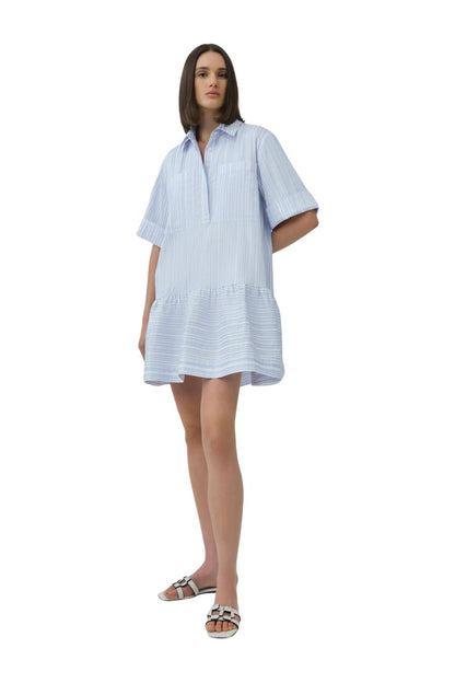 Cris Cotton Shirt Dress in Blue Stripe