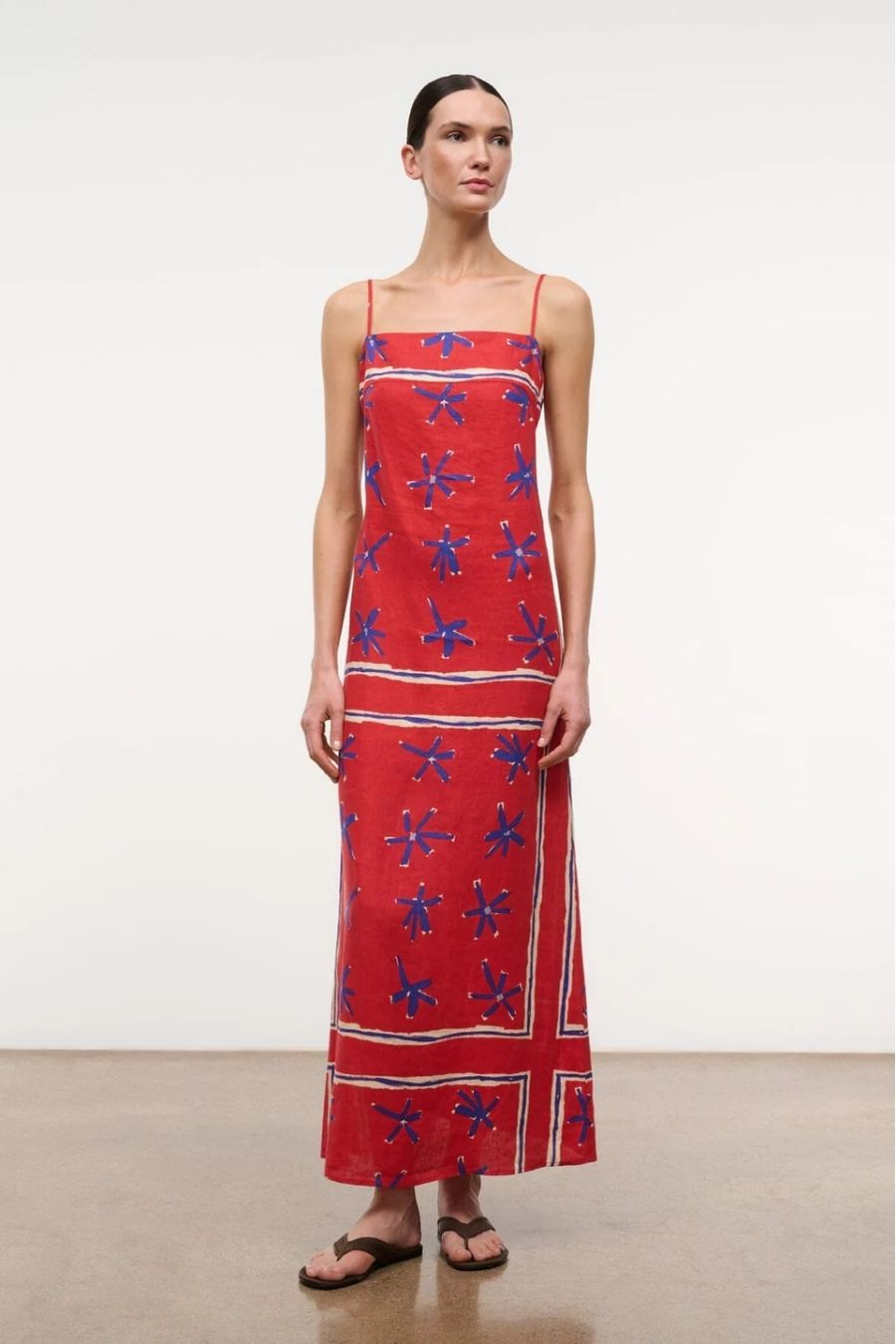 Laura Linen Dress in Painted Foulard