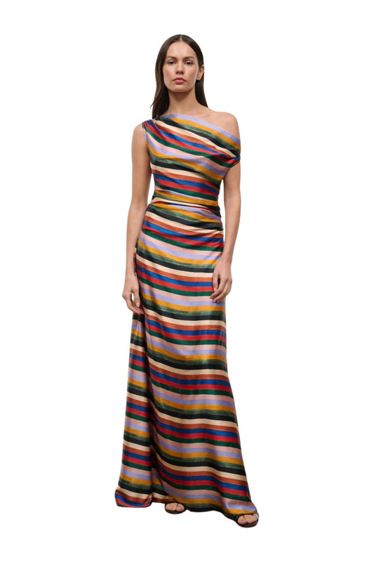 Phare Silk Maxi Dress in Artist Stripe