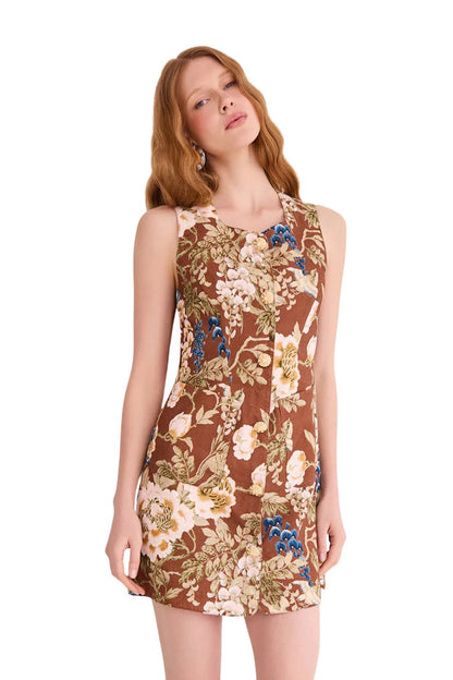 Rhapsody Dress in Flora Meadow Brown