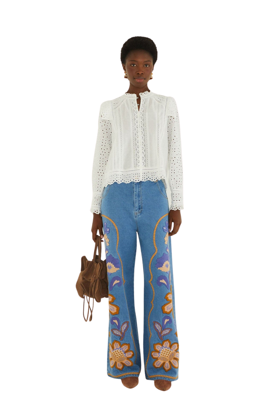 Eyelet Long Sleeve Blouse