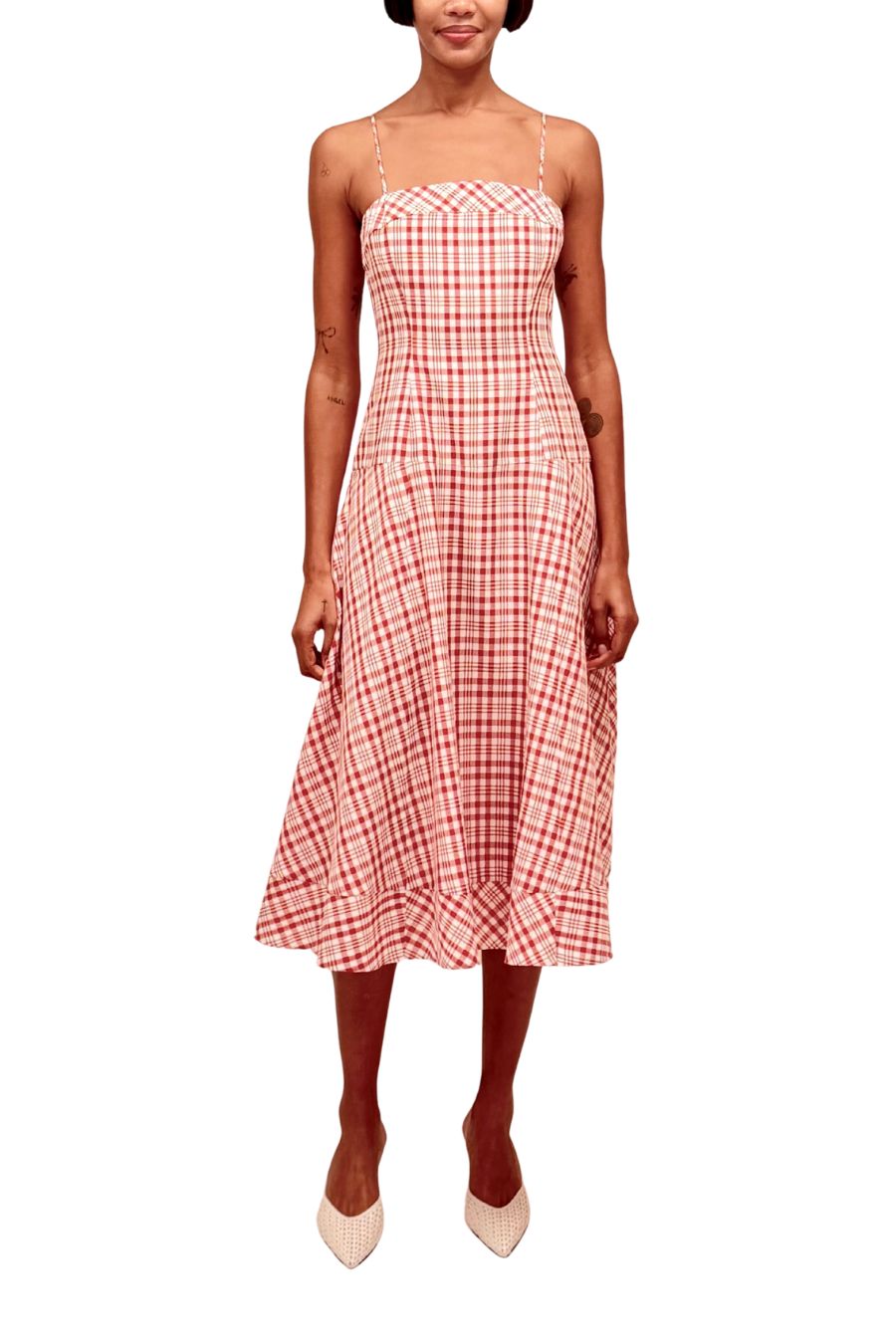 Drop Me A Note Dress in Red Plaid