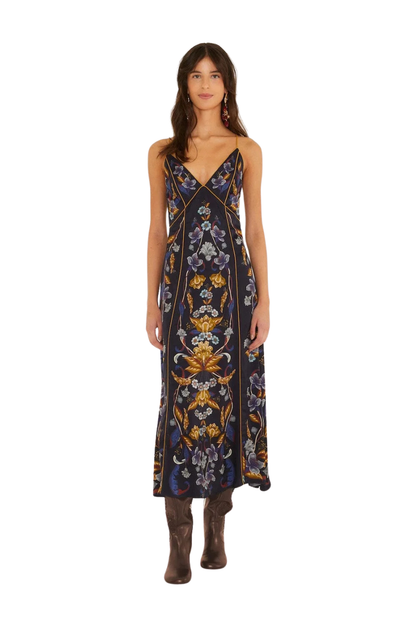 Golden Nature Adjustable Straps Slip Maxi Dress