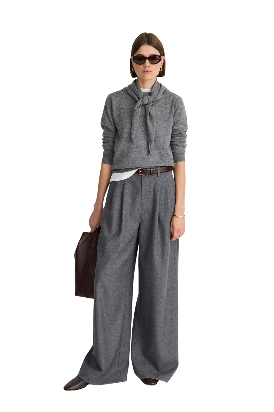 The Keaton Wide Leg in Grey Melange