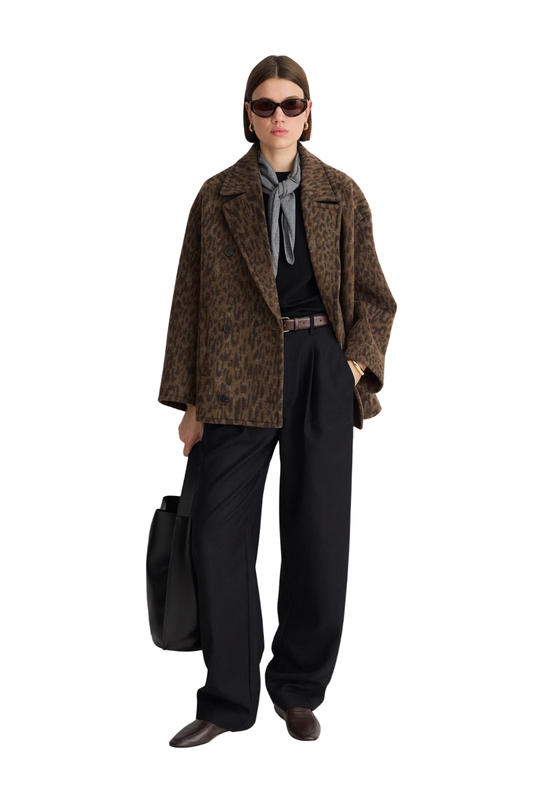 Downtown Peacoat in Leopard