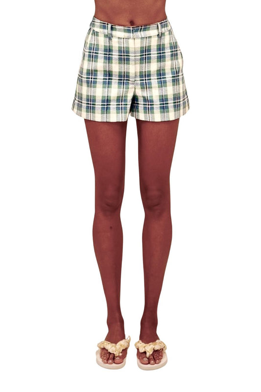 Pintuck Short in Blue/Green