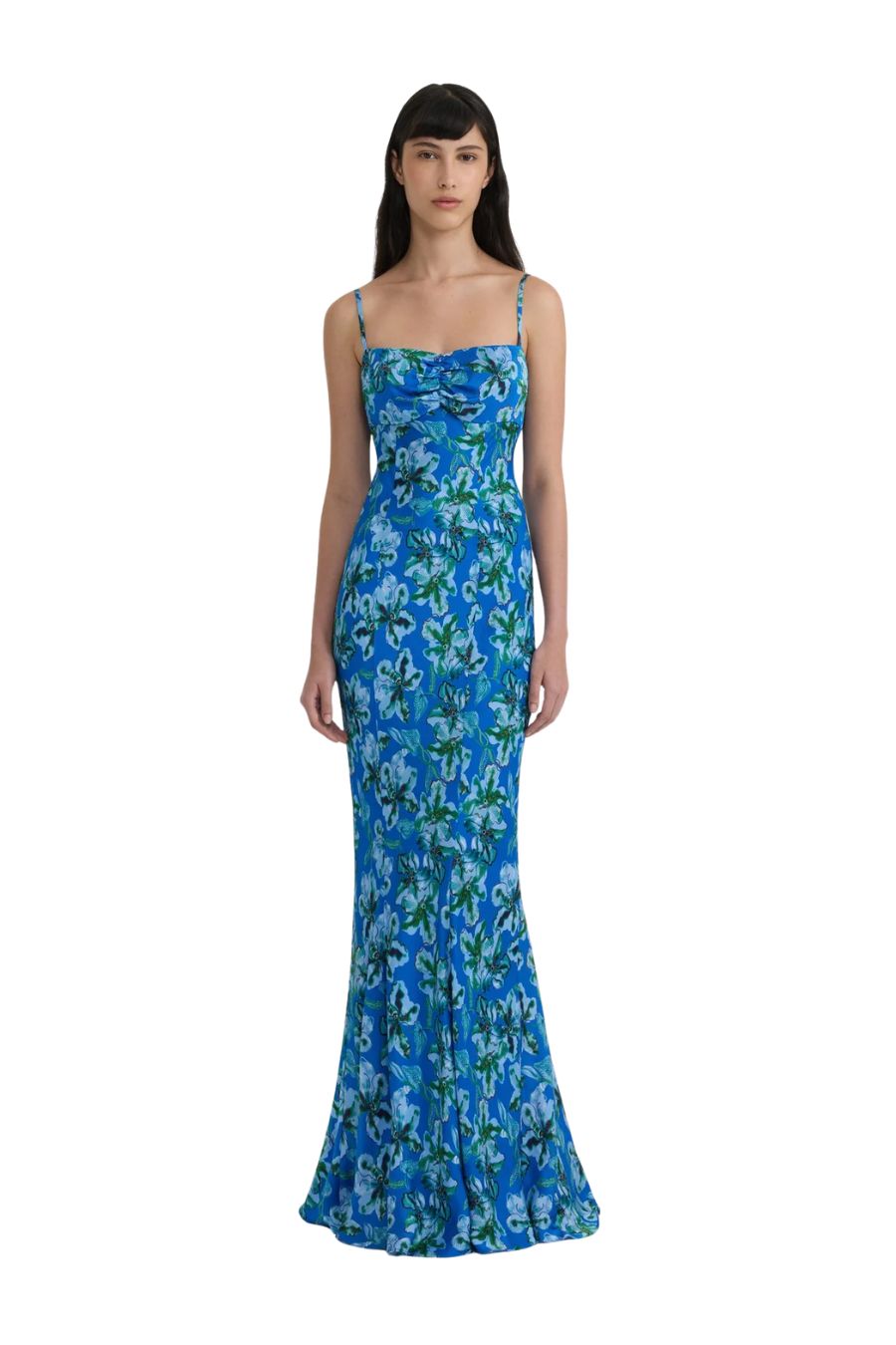 Renee Long Dress in Waterlily Azure
