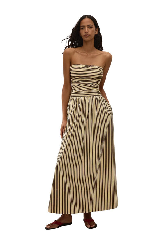 Vera Maxi Dress in Carmen Stripe Sand/Cedar