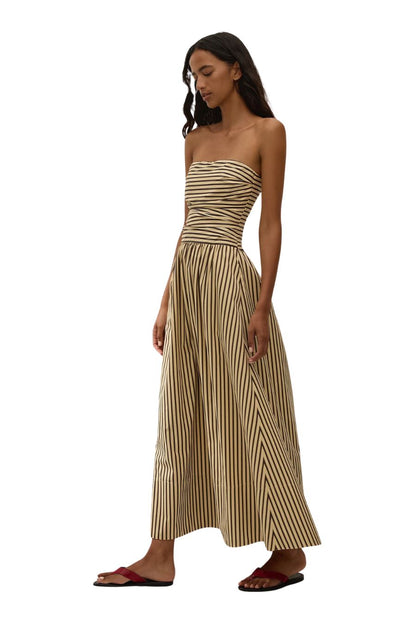 Vera Maxi Dress in Carmen Stripe Sand/Cedar