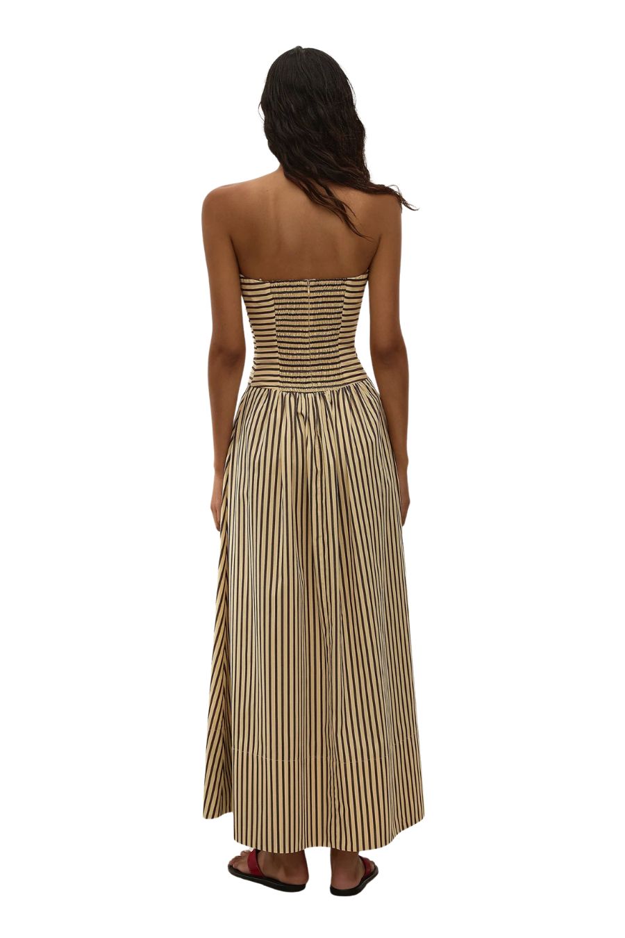 Vera Maxi Dress in Carmen Stripe Sand/Cedar