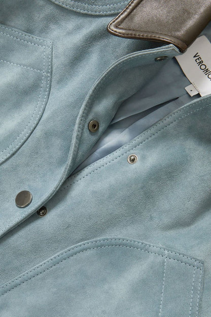 Walters Suede Jacket in Blue Steel