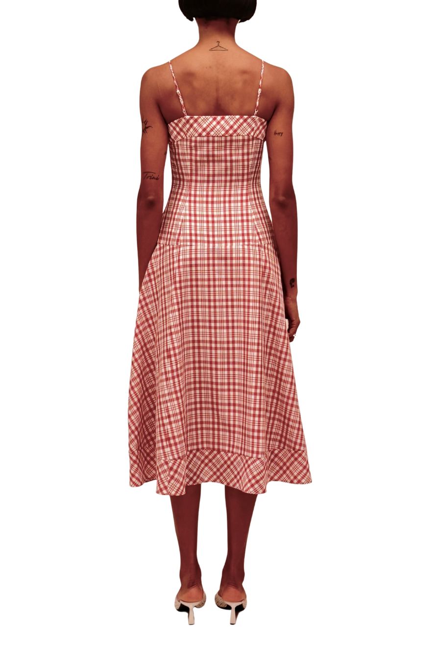Drop Me A Note Dress in Red Plaid