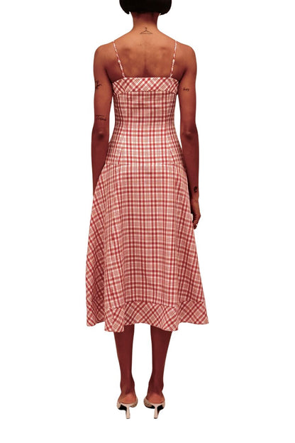 Drop Me A Note Dress in Red Plaid